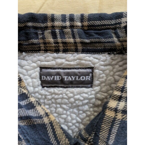 David Taylor Shacket Yellow Navy Plaid Flannel Cabincore Lumberjack L-XL - Picture 3 of 7